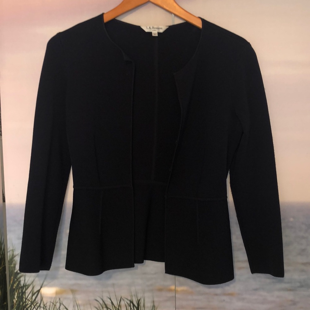 L.K. Bennett Plume Stretch Navy Jacket